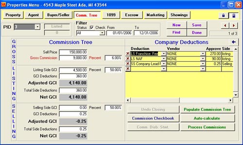 Pro Gold XP Agent Commission Screen